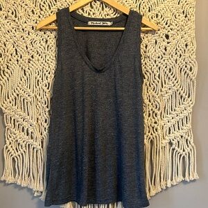 Michael Stars V-Neck Heathered Navy Blue Tank Top Shirt